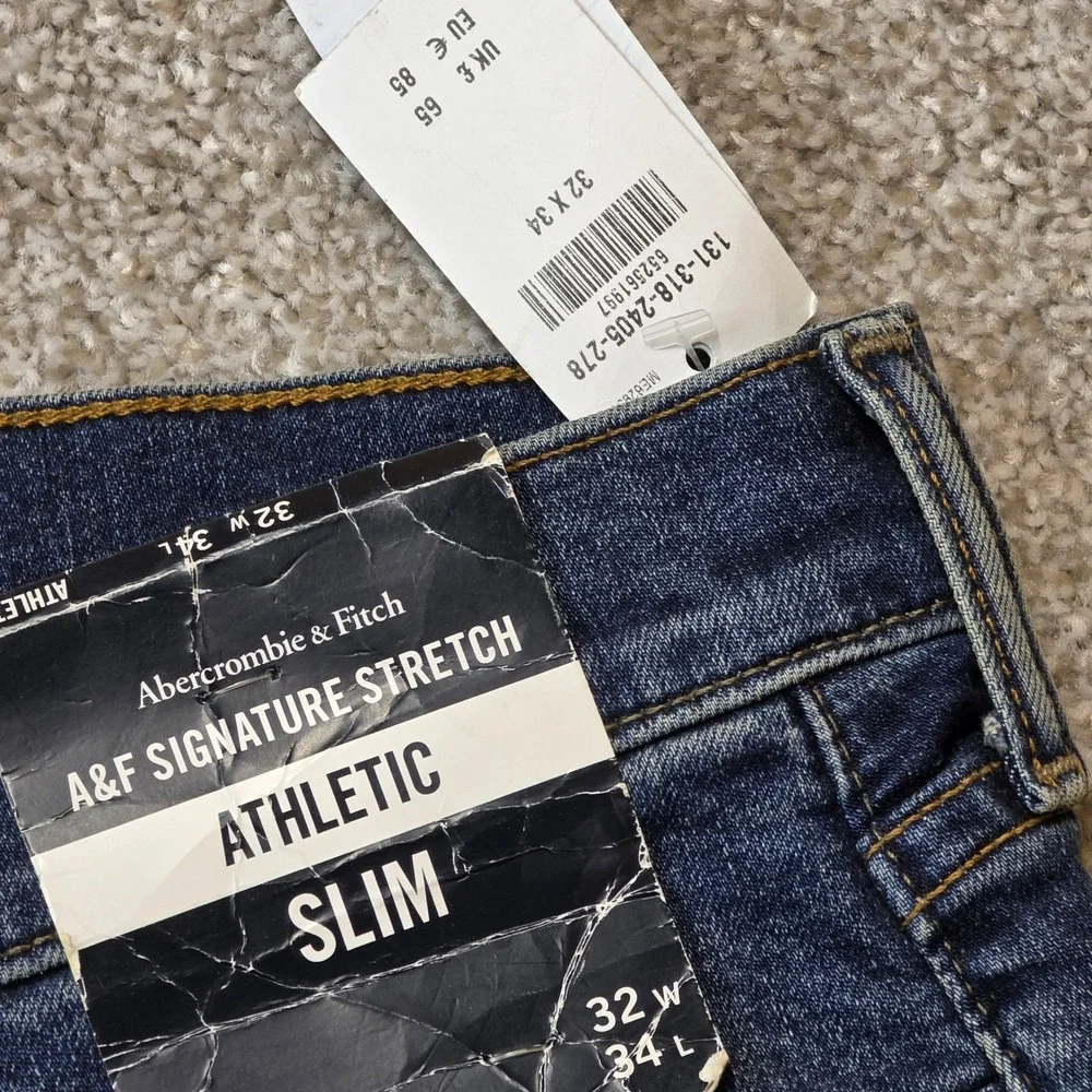 Abercrombie & Fitch Athletic Slim Signature Stretch Jeans Dark  32x34 Mens
456 - Picture 3 of 5